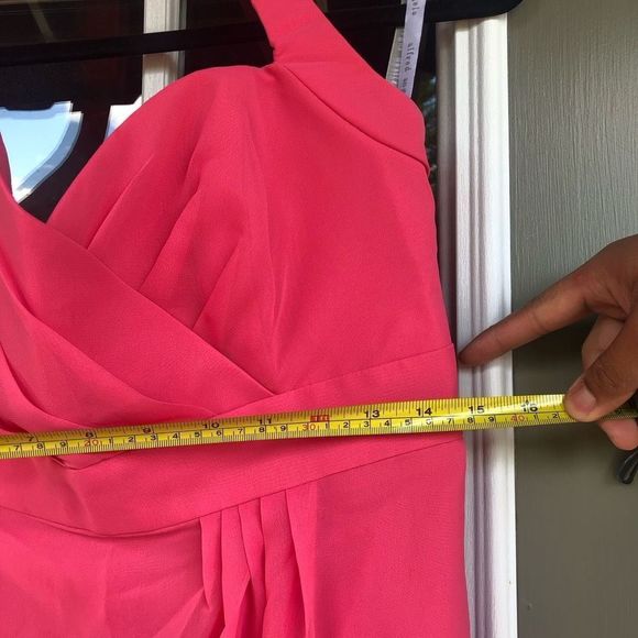 Alfred Angelo Pink Fuscia Halter Chiffon Ruffle Dress EUC, Size 12 - Picture 10 of 12